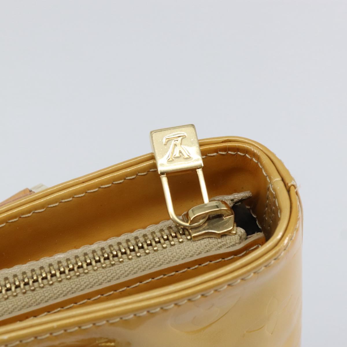 LOUIS VUITTON Monogram Vernis Houston Hand Bag Beige M91004 LV Auth BA8339