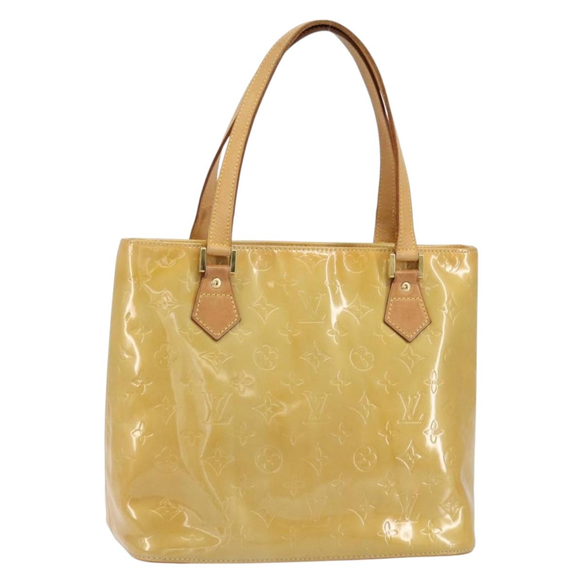 LOUIS VUITTON Monogram Vernis Houston Hand Bag Beige M91004 LV Auth BA8339