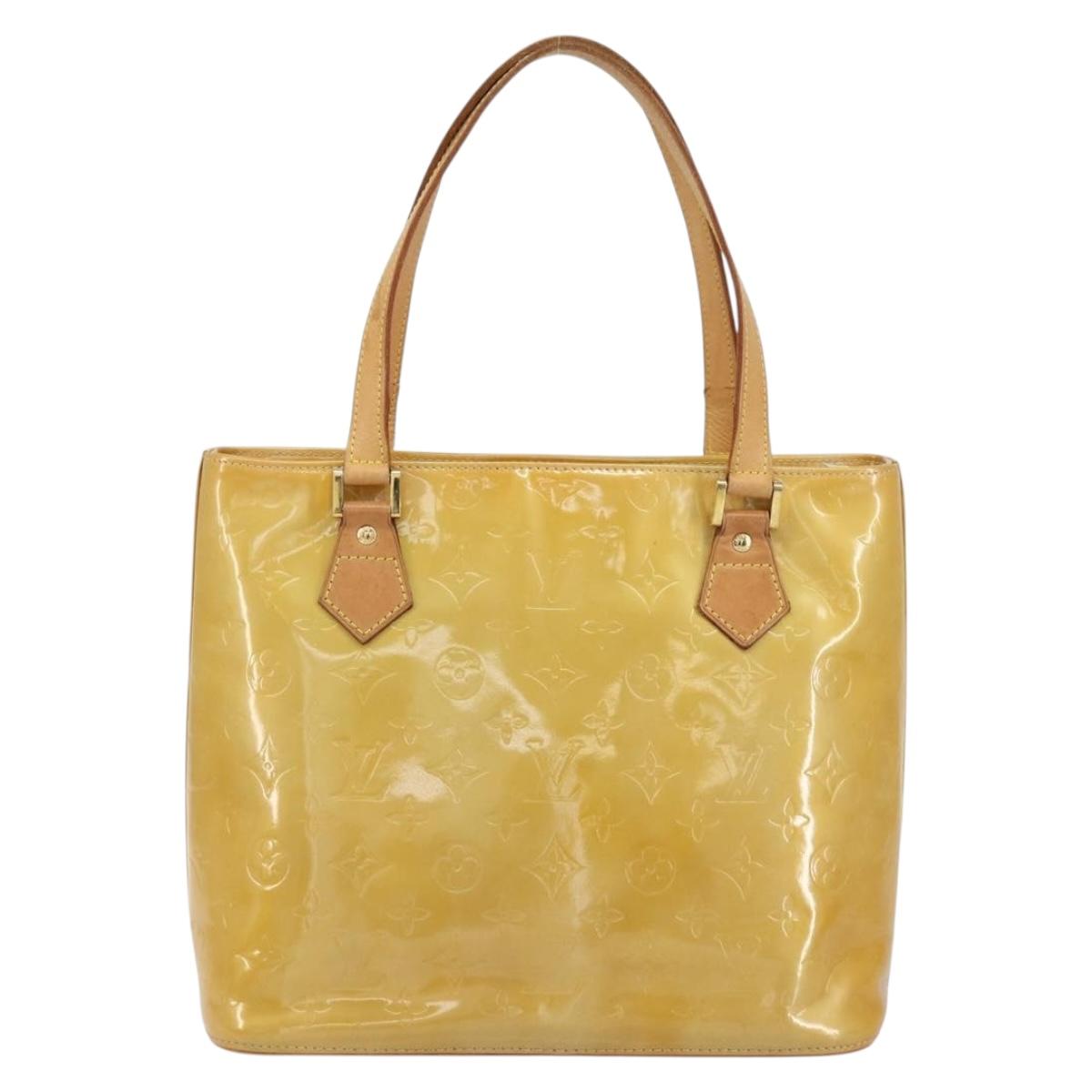 LOUIS VUITTON Monogram Vernis Houston Hand Bag Beige M91004 LV Auth BA8339