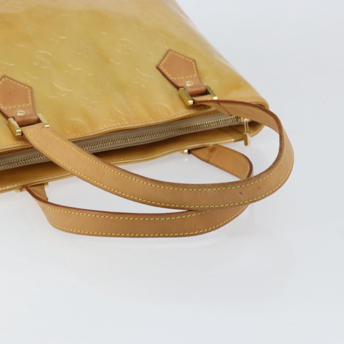 LOUIS VUITTON Monogram Vernis Houston Hand Bag Beige M91004 LV Auth BA8339