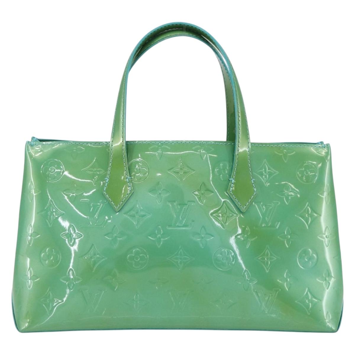 LOUIS VUITTON Monogram Vernis Wilshire PM Bag Blue Galatic M93646 LV Auth BA8342