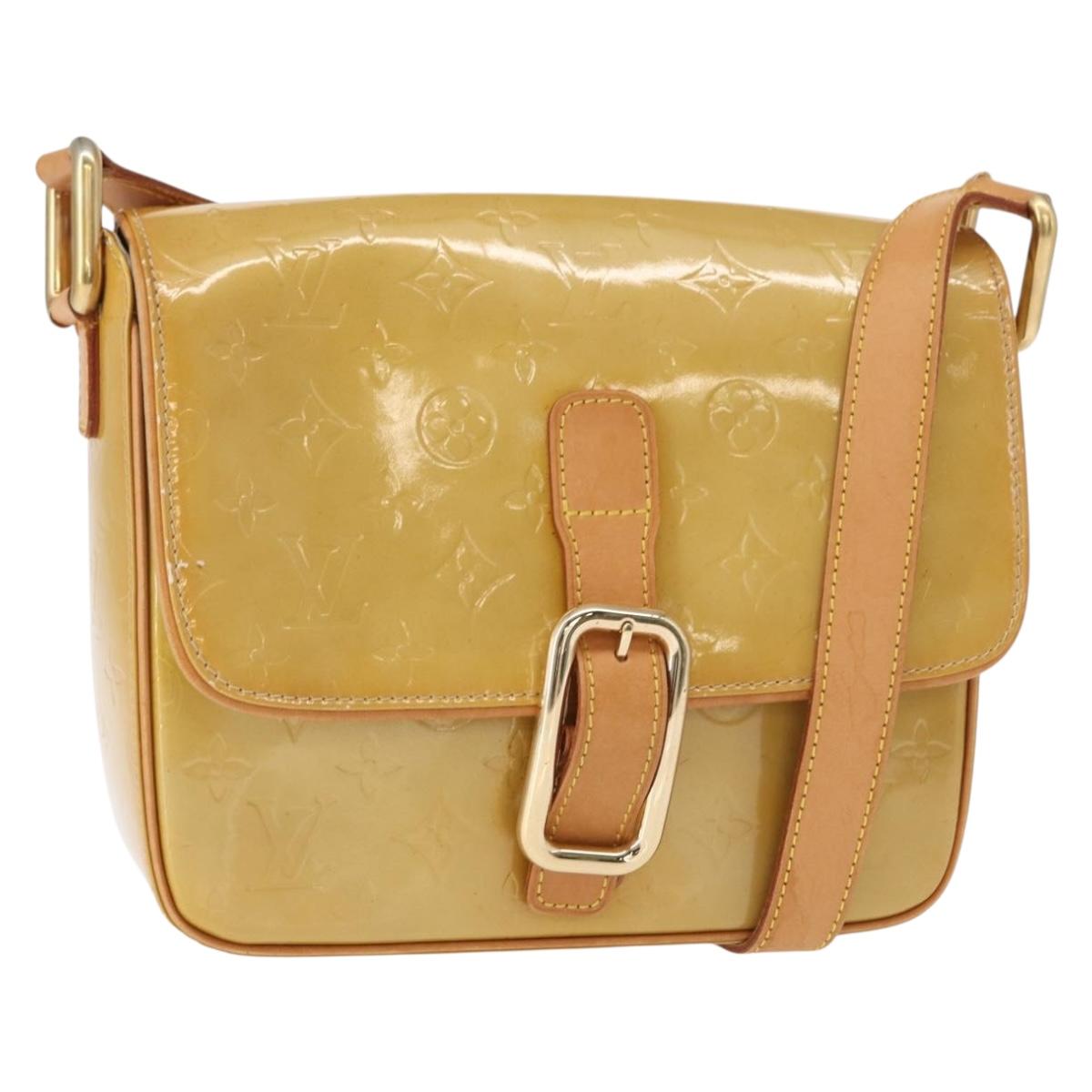 LOUIS VUITTON Monogram Vernis Christie GM Shoulder Bag Beige M91147 Auth BA8343