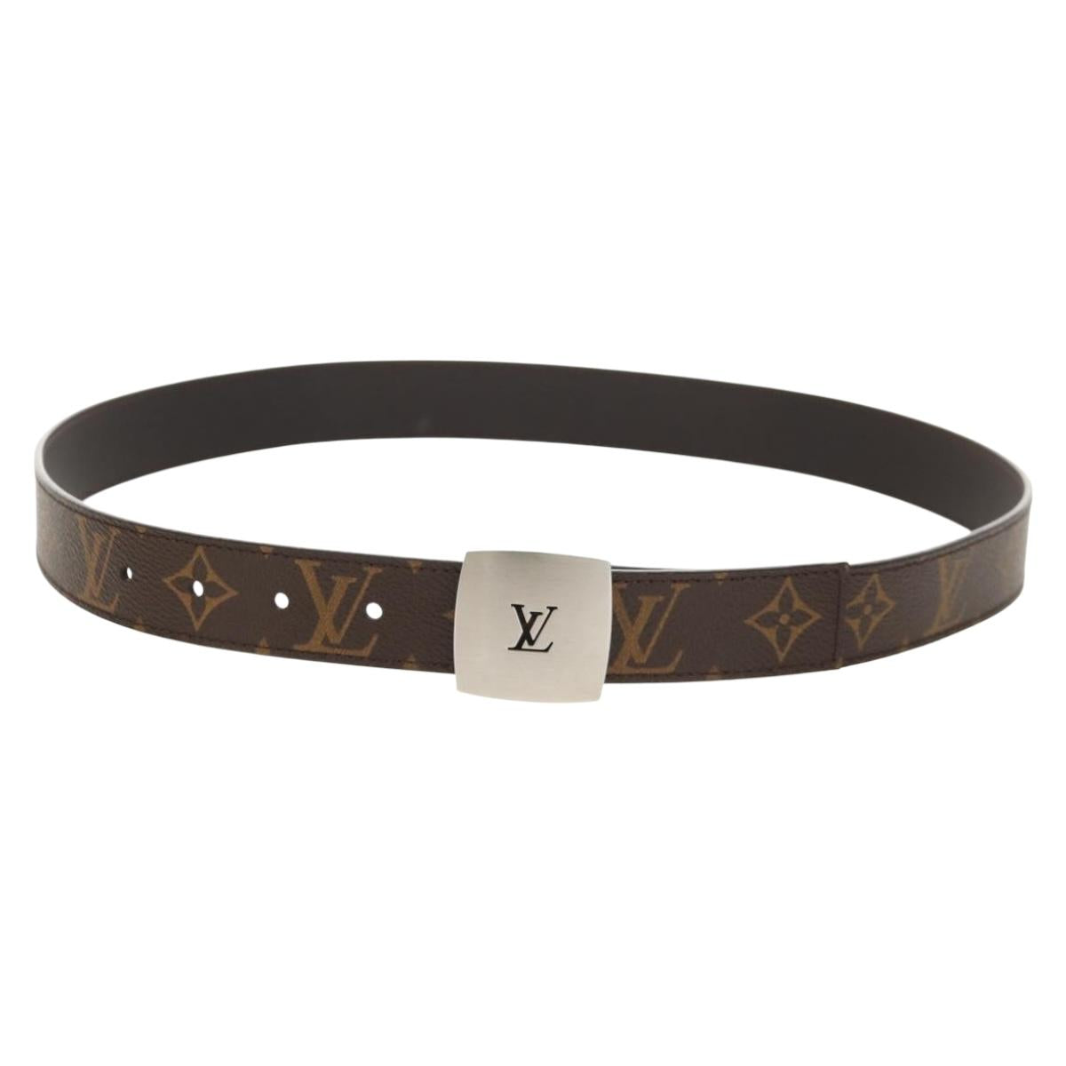 LOUIS VUITTON Monogram Ceinture LV Cut Belt 39.4"" Silver M6888 LV Auth BA8354V