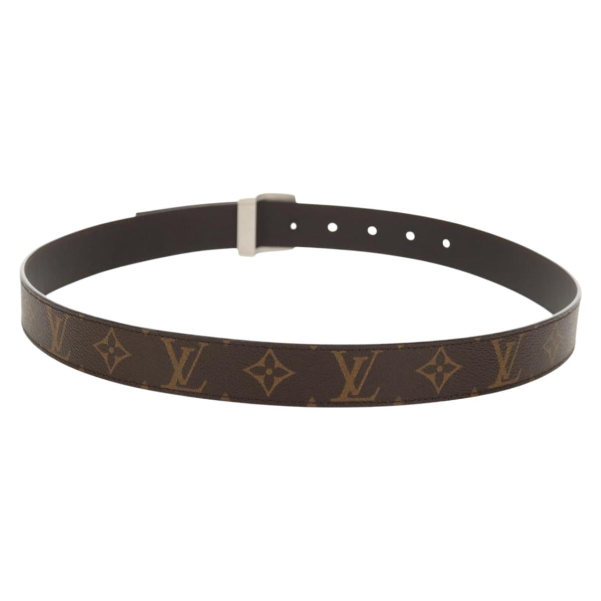 LOUIS VUITTON Monogram Ceinture LV Cut Belt 39.4"" Silver M6888 LV Auth BA8354V