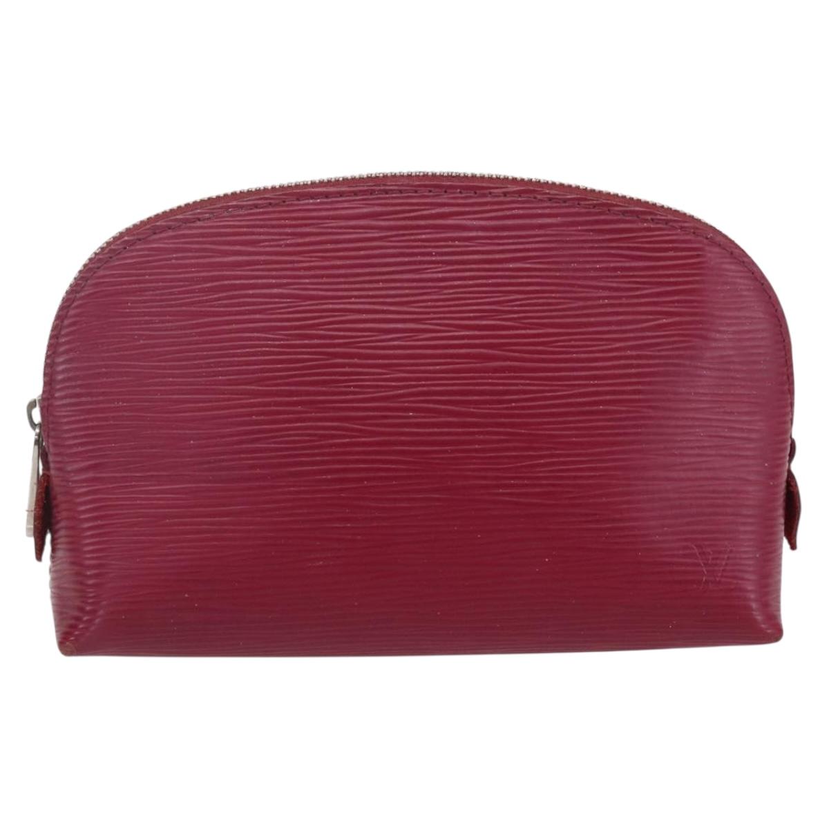 LOUIS VUITTON Epi Pochette Cosmetic PM Pouch Wine Red Grenard LV Auth BA8368