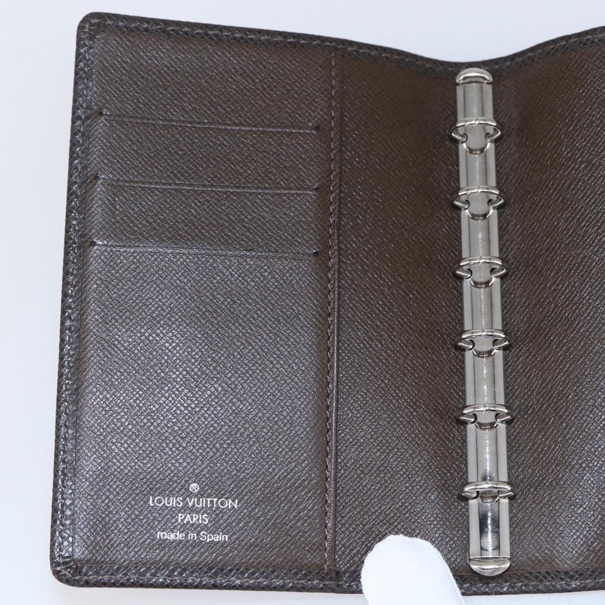 LOUIS VUITTON Taiga Agenda PM Day Planner Cover Grizzly R20434 LV Auth BA8378