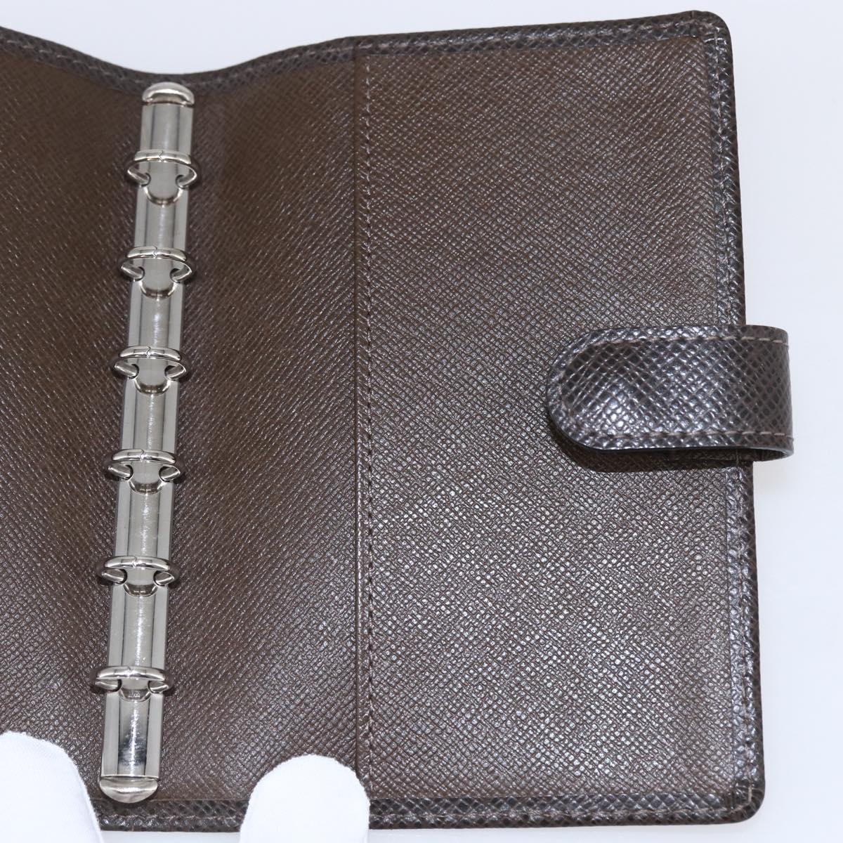 LOUIS VUITTON Taiga Agenda PM Day Planner Cover Grizzly R20434 LV Auth BA8378