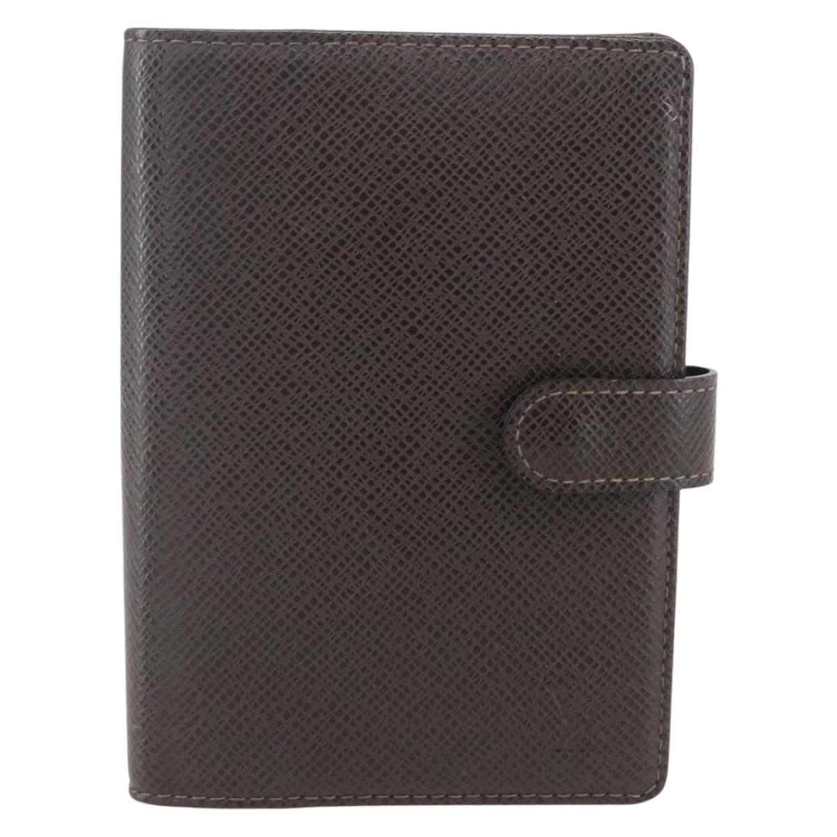 LOUIS VUITTON Taiga Agenda PM Day Planner Cover Grizzly R20434 LV Auth BA8378