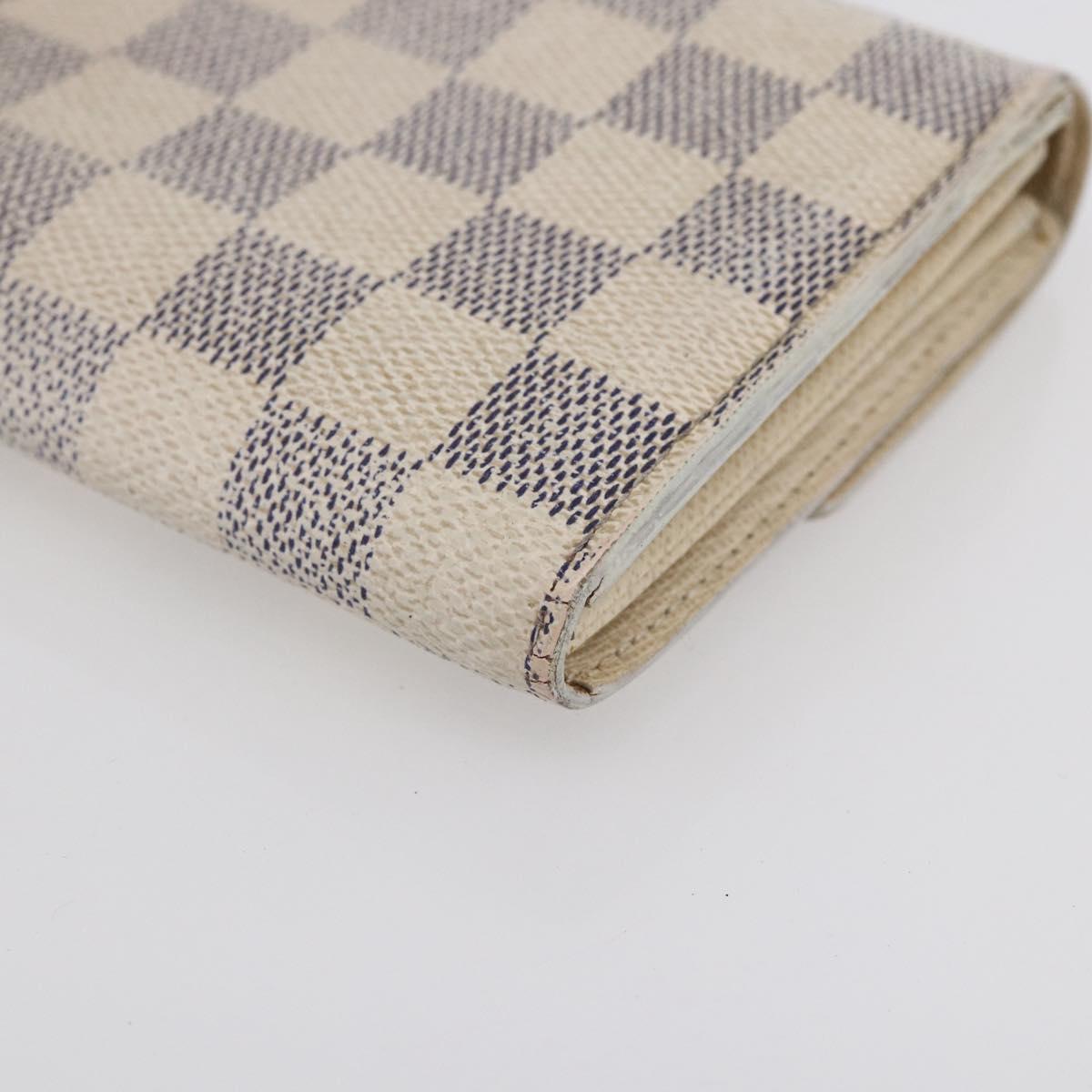 LOUIS VUITTON Damier Azur Portefeuille Sarah Long Wallet N61735 LV Auth BA8380