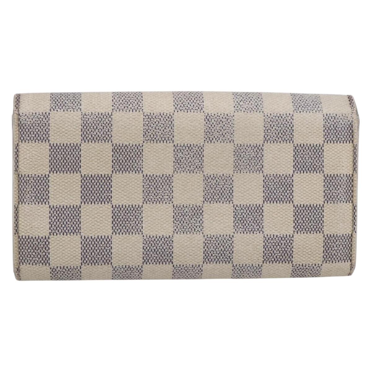 LOUIS VUITTON Damier Azur Portefeuille Sarah Long Wallet N61735 LV Auth BA8380