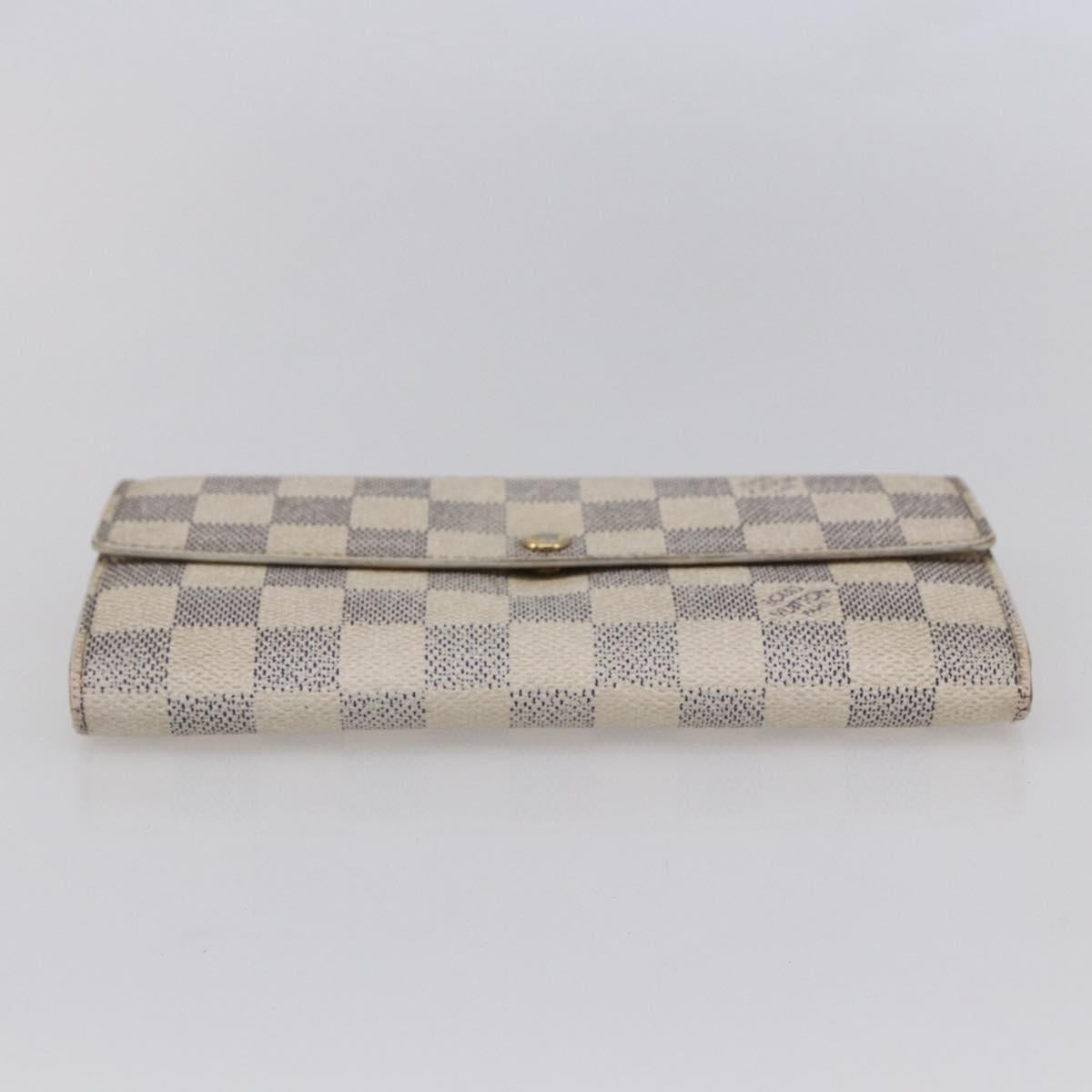 LOUIS VUITTON Damier Azur Portefeuille Sarah Long Wallet N61735 LV Auth BA8380