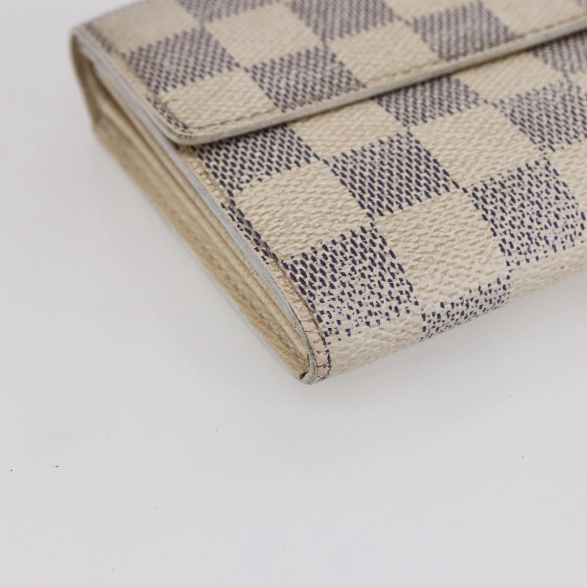 LOUIS VUITTON Damier Azur Portefeuille Sarah Long Wallet N61735 LV Auth BA8380