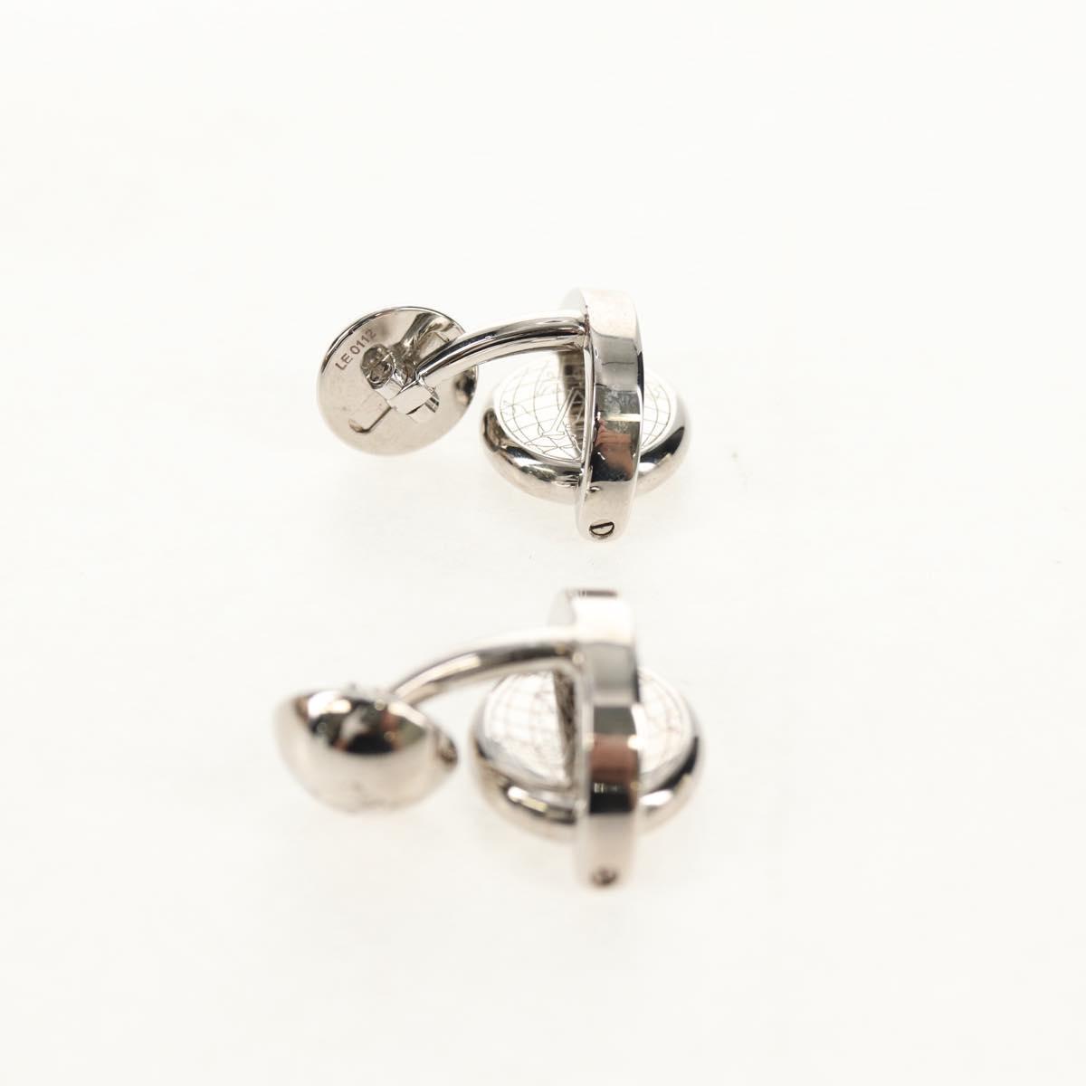 LOUIS VUITTON Damier Ebene Cuff Case Set Cuffs Silver LV Auth BA8383V