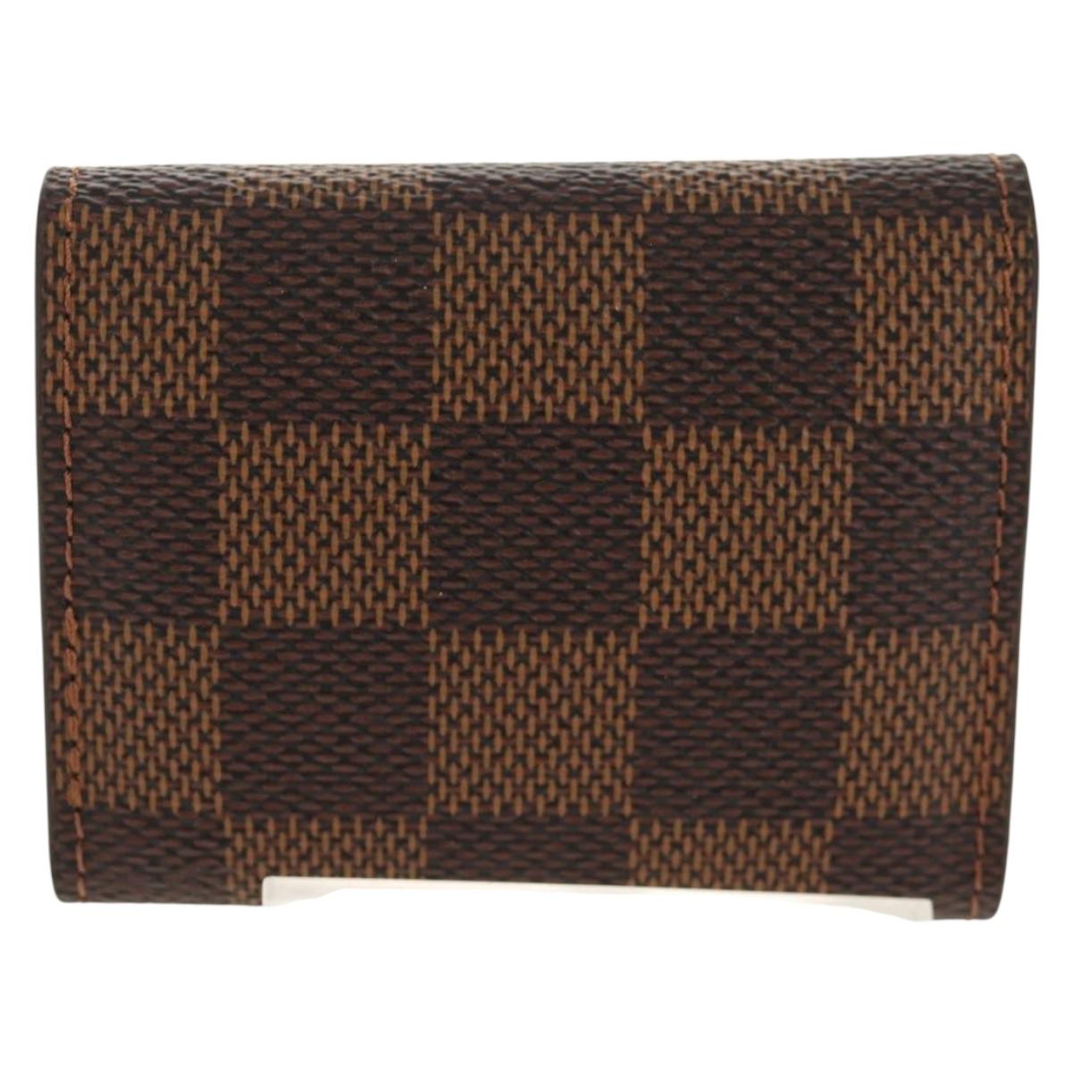 LOUIS VUITTON Damier Ebene Cuff Case Set Cuffs Silver LV Auth BA8383V