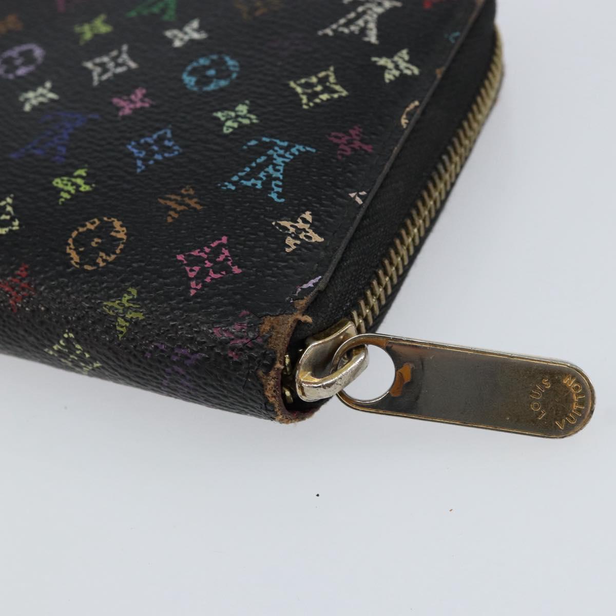 LOUIS VUITTON Monogram Multicolor Zippy Wallet Black M60243 LV Auth BA8385