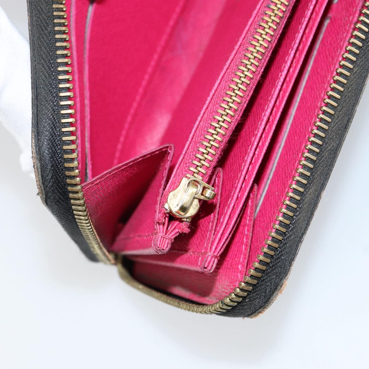 LOUIS VUITTON Monogram Multicolor Zippy Wallet Black M60243 LV Auth BA8385