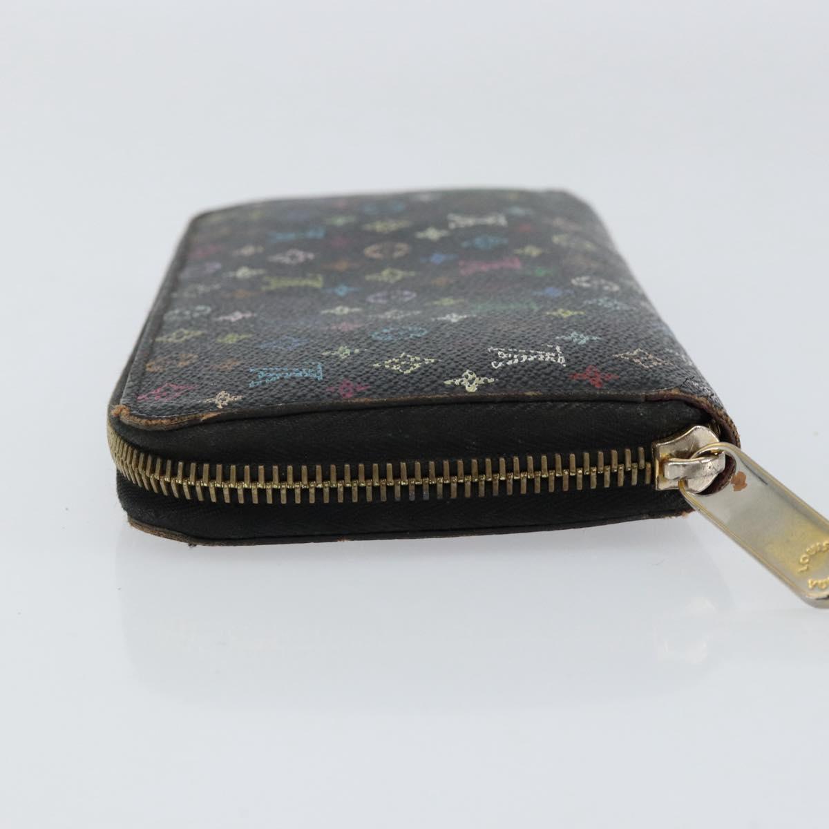 LOUIS VUITTON Monogram Multicolor Zippy Wallet Black M60243 LV Auth BA8385