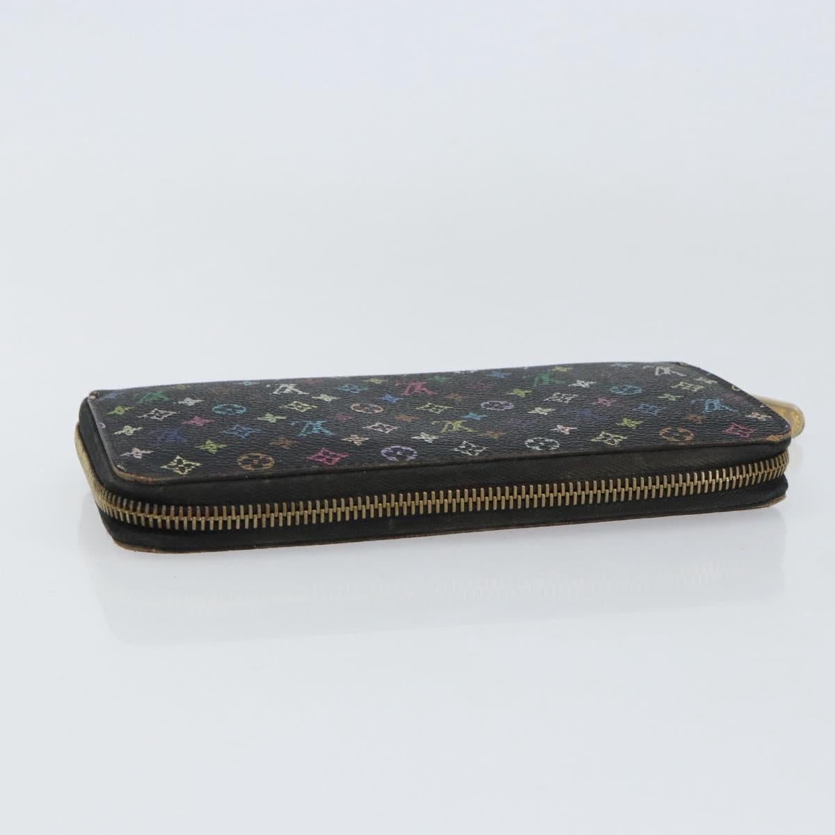 LOUIS VUITTON Monogram Multicolor Zippy Wallet Black M60243 LV Auth BA8385