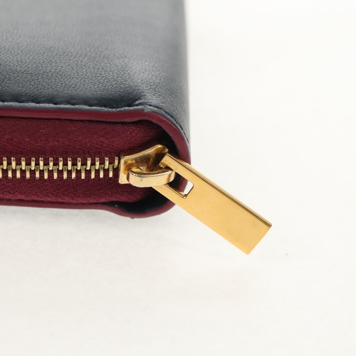 CELINE Long Wallet Leather Bordeaux Gold Auth BA8387V