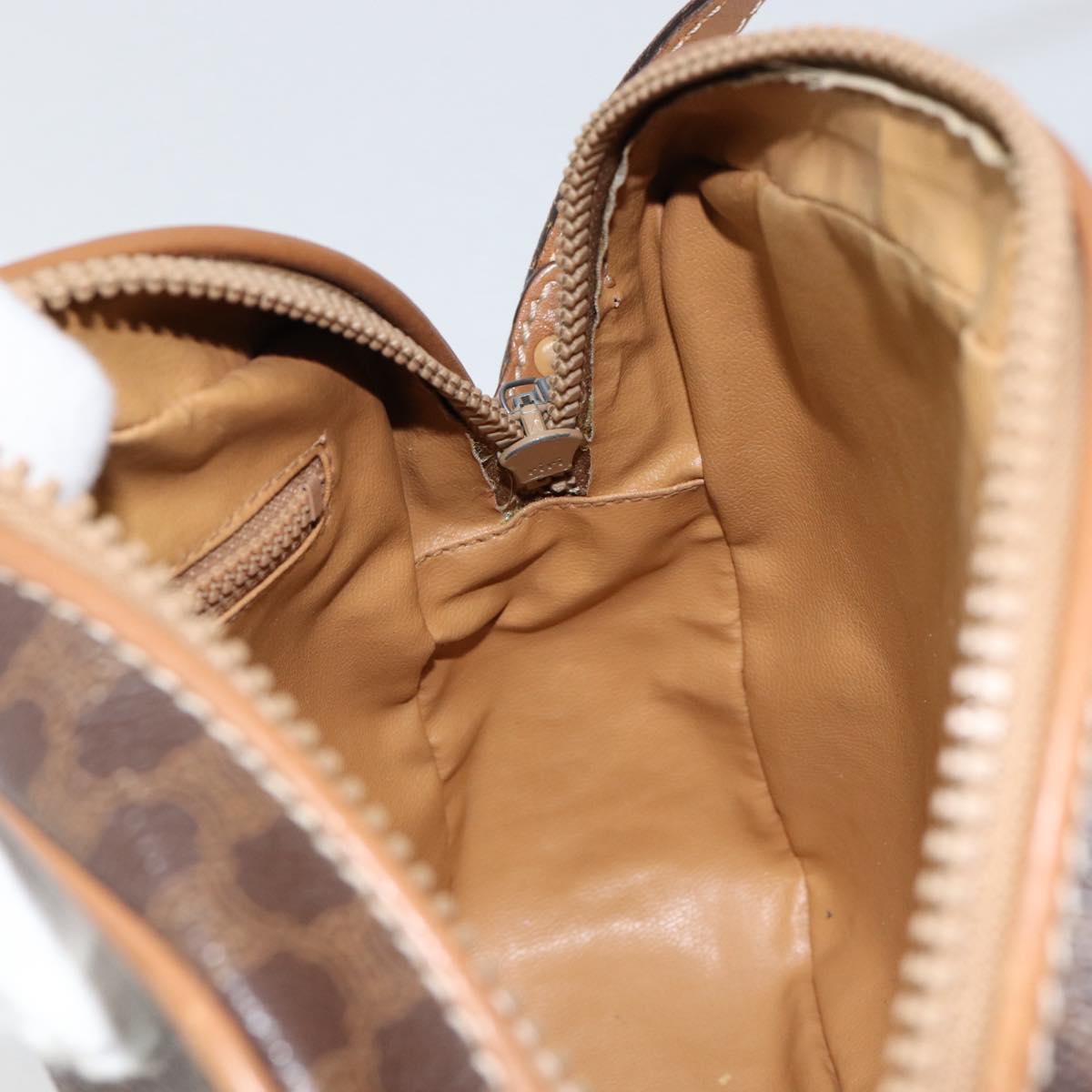 CELINE Macadam Canvas Shoulder Bag PVC Leather Brown Gold Auth BA8388