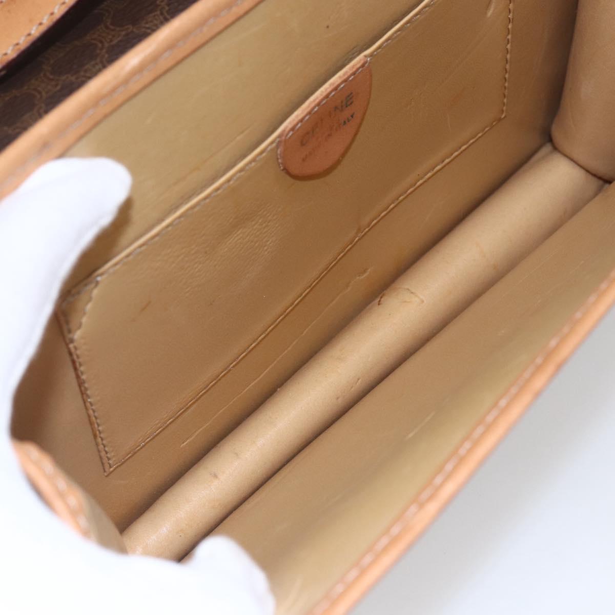 CELINE Macadam Canvas Shoulder Bag PVC Leather Brown Gold Auth BA8389