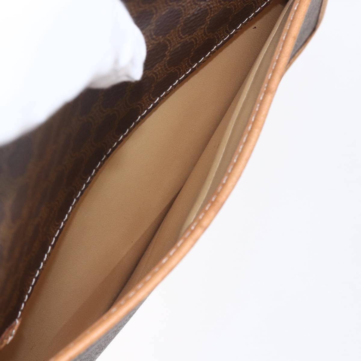 CELINE Macadam Canvas Shoulder Bag PVC Leather Brown Gold Auth BA8389