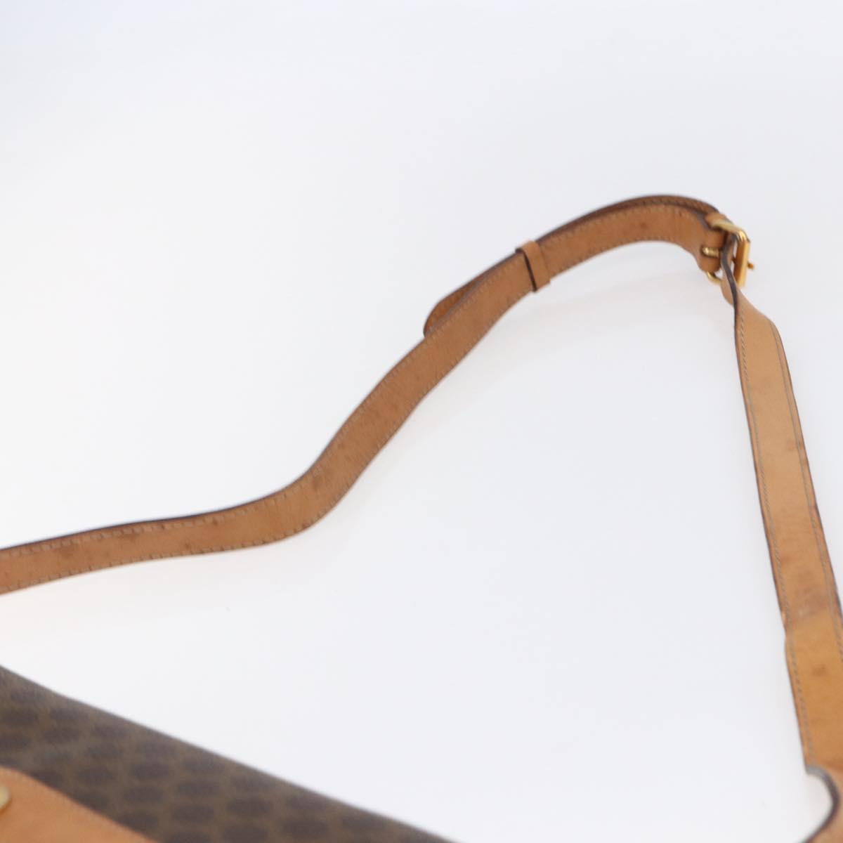CELINE Macadam Canvas Shoulder Bag PVC Leather Brown Gold Auth BA8389