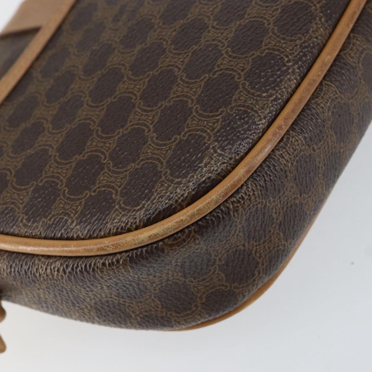 CELINE Macadam Canvas Shoulder Bag PVC Leather Brown Gold Auth BA8390