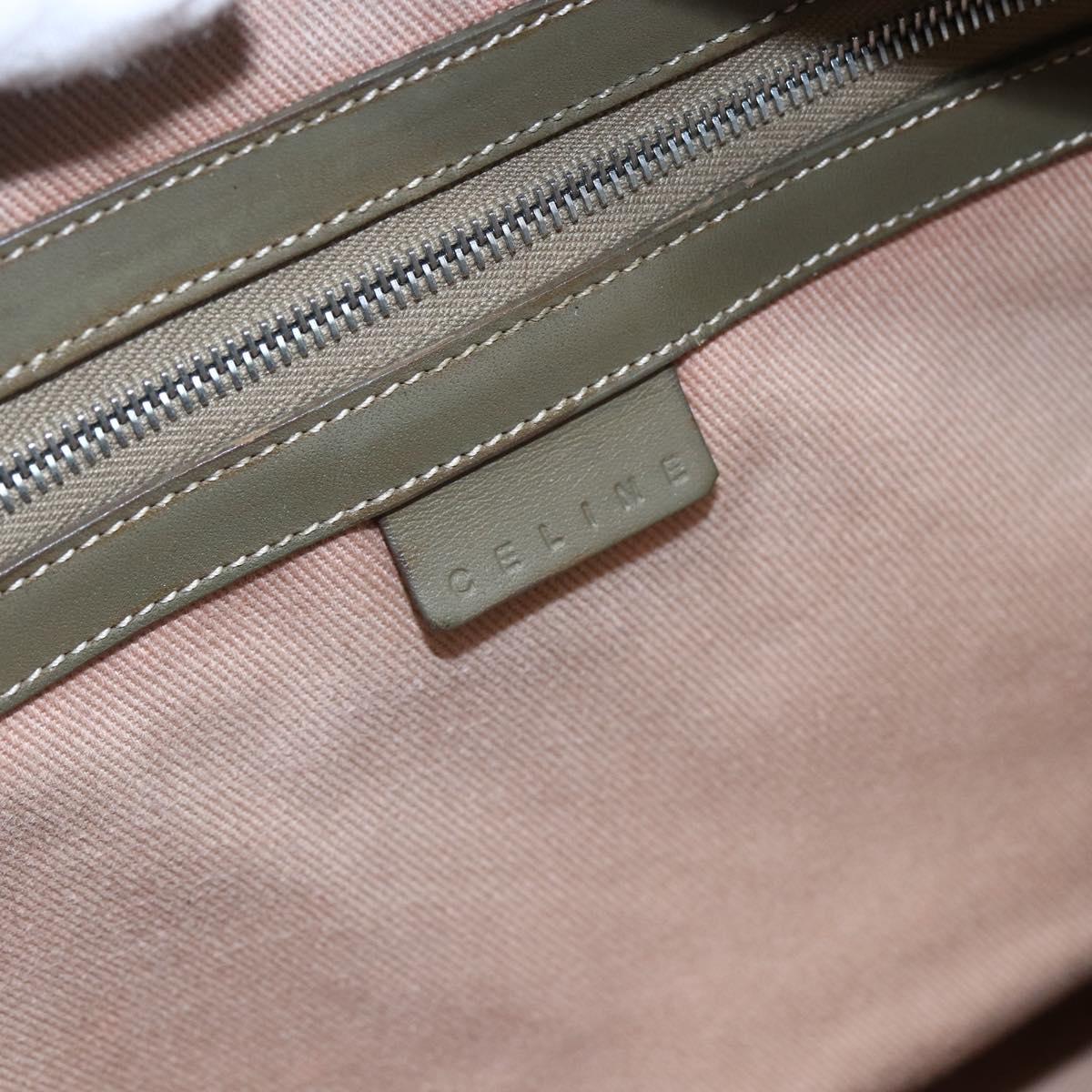 CELINE C Macadam Canvas Tote Bag Green Silver Auth BA8391