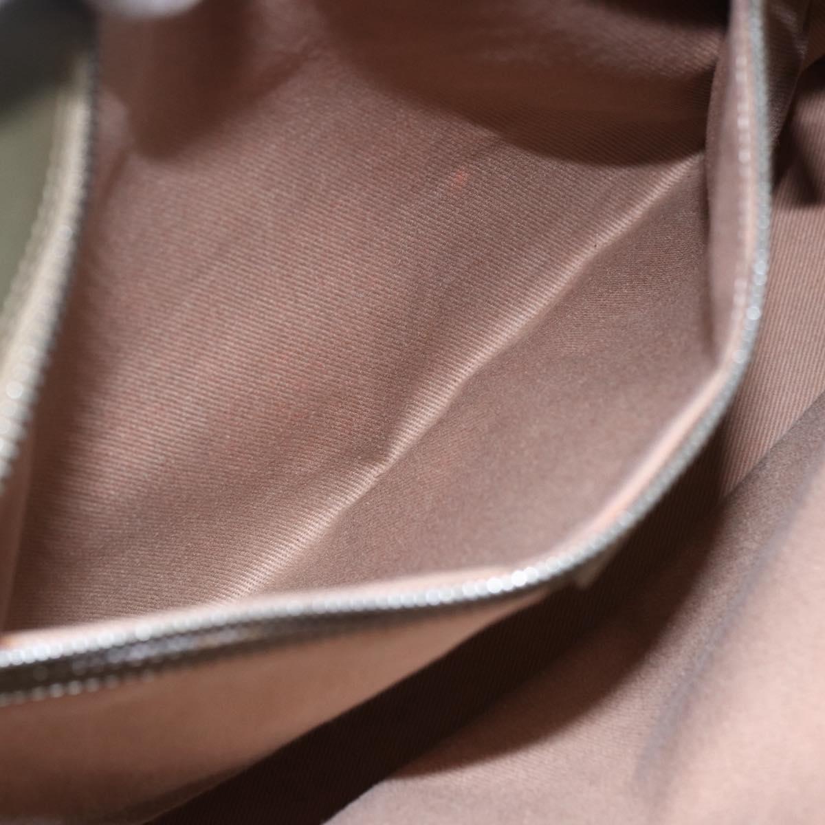 CELINE C Macadam Canvas Tote Bag Green Silver Auth BA8391