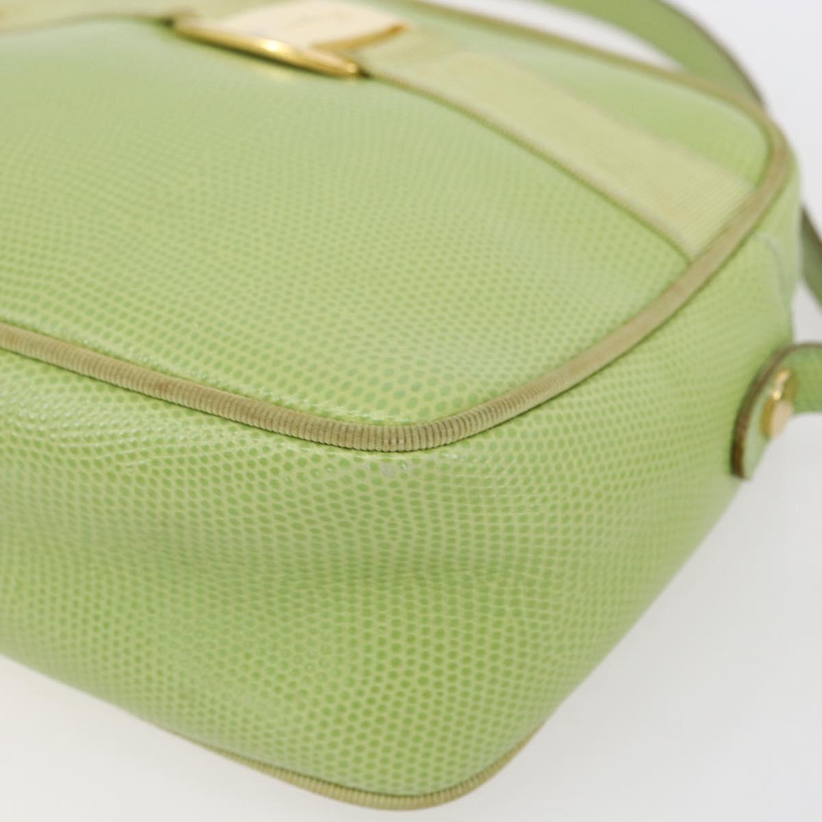 Salvatore Ferragamo Vala Shoulder Bag Leather Green Gold Auth BA8392