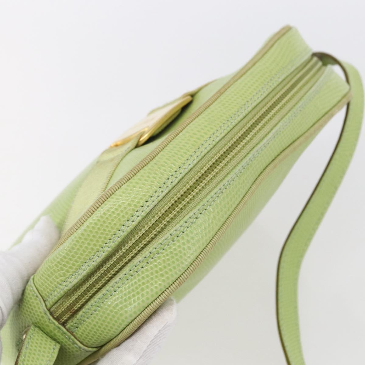 Salvatore Ferragamo Vala Shoulder Bag Leather Green Gold Auth BA8392