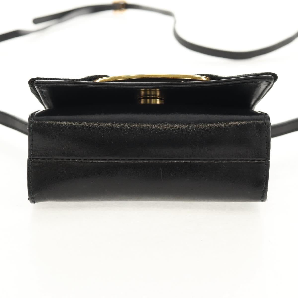 Salvatore Ferragamo Vala Shoulder Bag Leather Black Gold Auth BA8393V