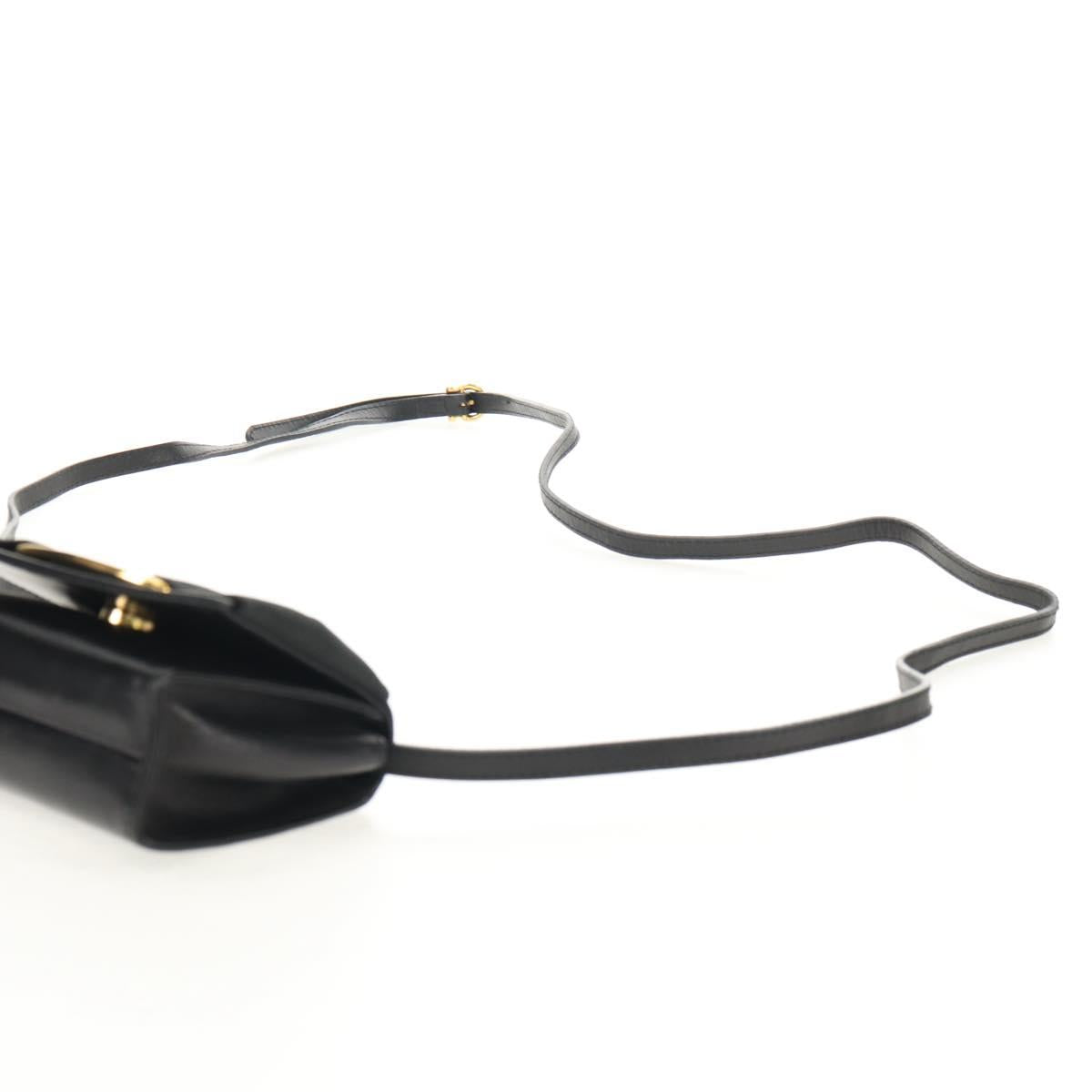 Salvatore Ferragamo Vala Shoulder Bag Leather Black Gold Auth BA8393V