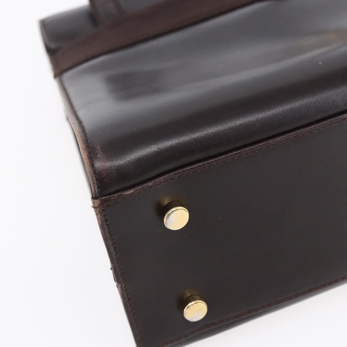 Salvatore Ferragamo Vala Tote Bag Leather Brown Gold Auth BA8394