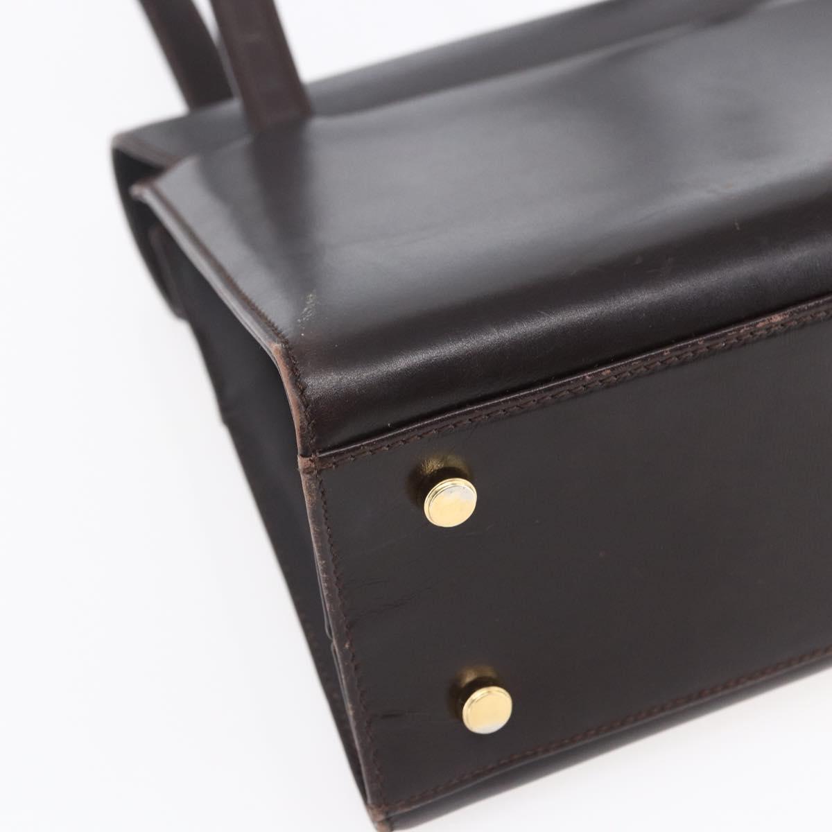 Salvatore Ferragamo Vala Tote Bag Leather Brown Gold Auth BA8394