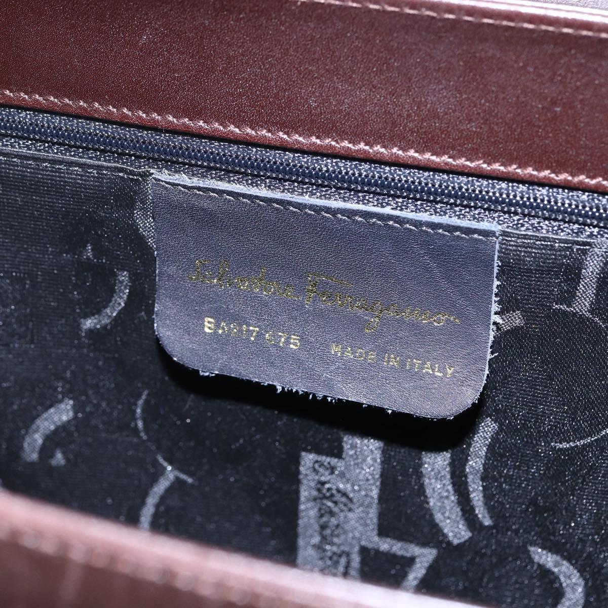 Salvatore Ferragamo Vala Tote Bag Leather Brown Gold Auth BA8394