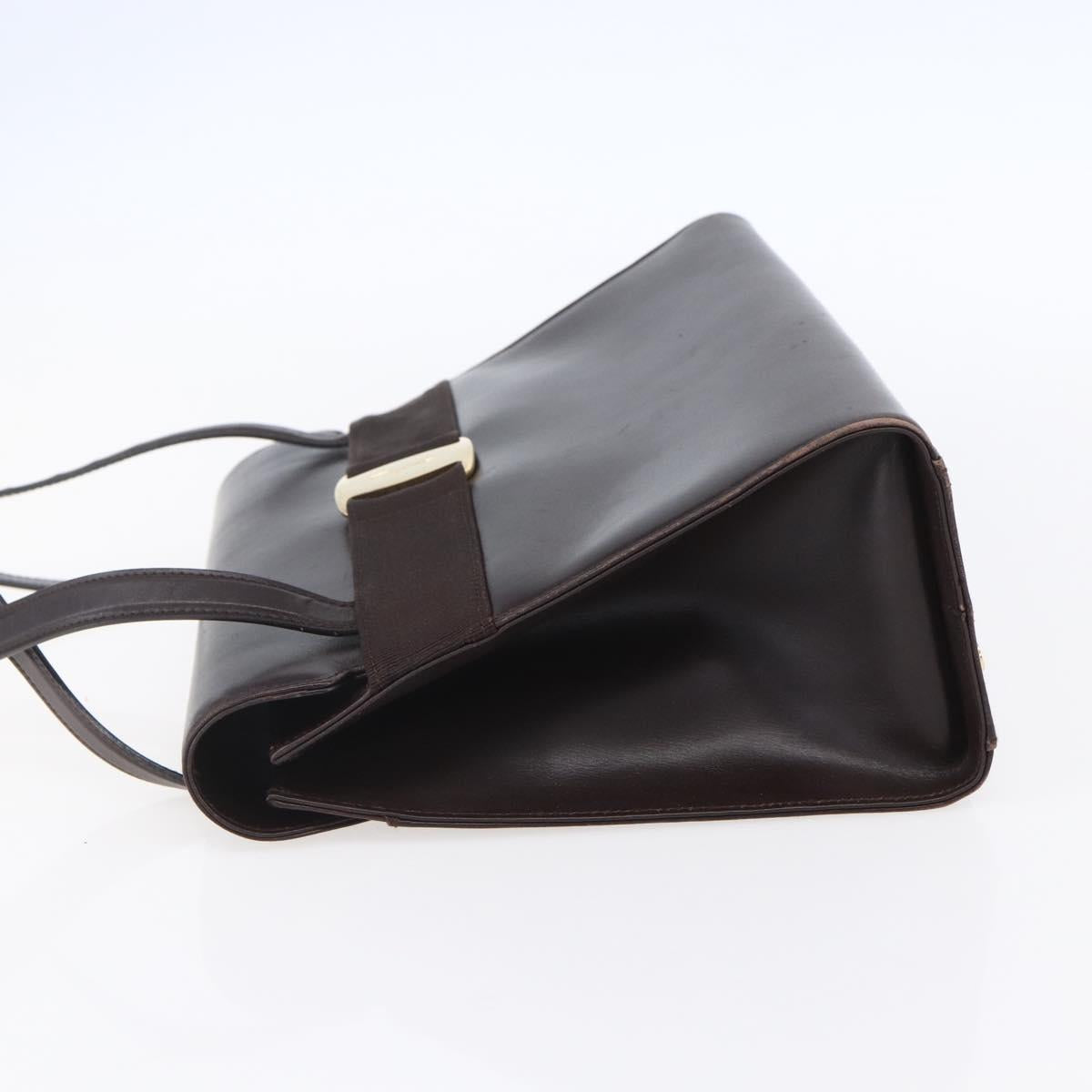 Salvatore Ferragamo Vala Tote Bag Leather Brown Gold Auth BA8394