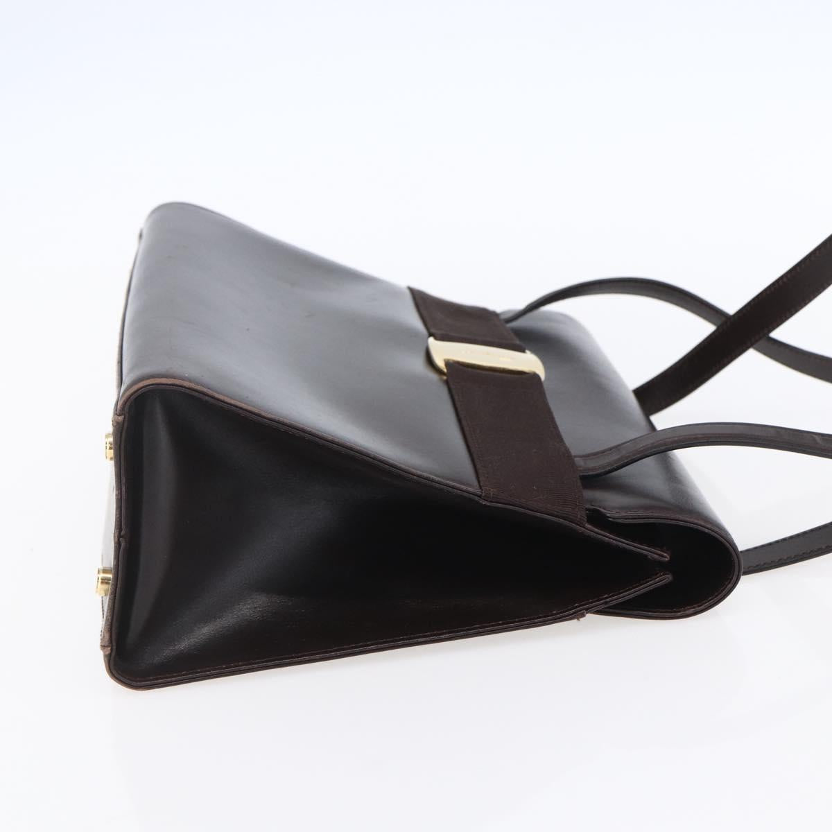 Salvatore Ferragamo Vala Tote Bag Leather Brown Gold Auth BA8394