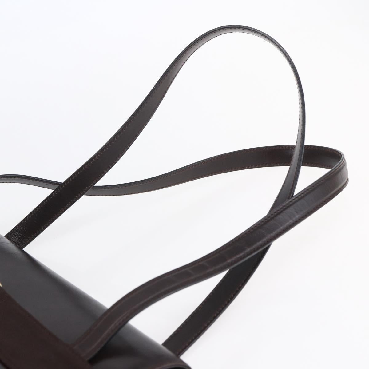 Salvatore Ferragamo Vala Tote Bag Leather Brown Gold Auth BA8394