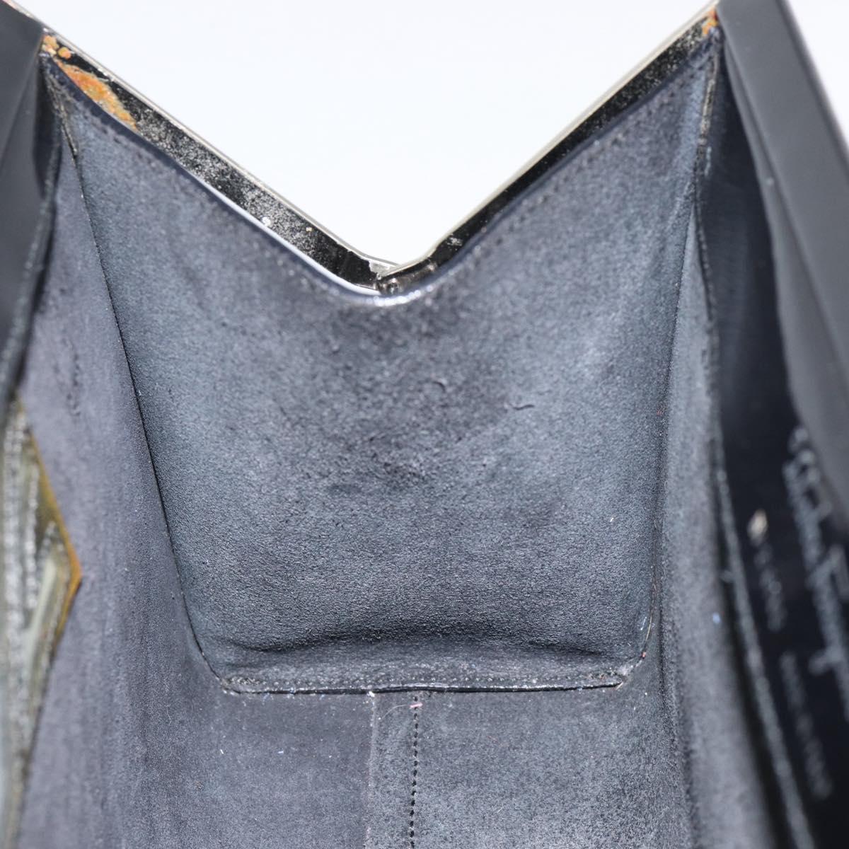 Salvatore Ferragamo Tote Bag Enamel Black Silver Auth BA8395