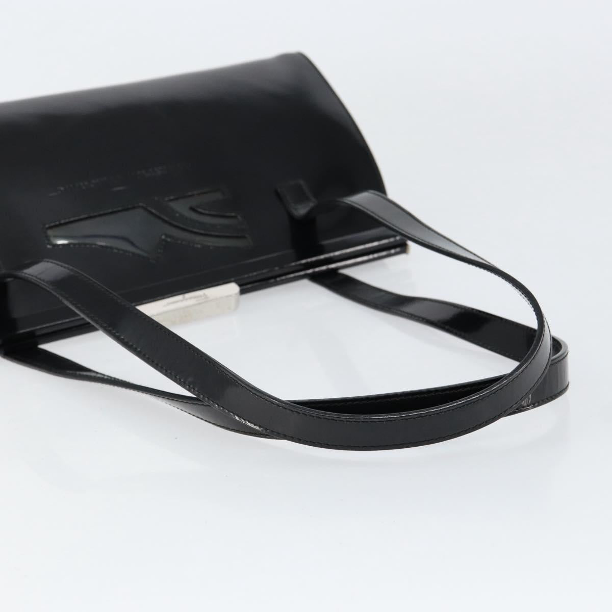 Salvatore Ferragamo Tote Bag Enamel Black Silver Auth BA8395
