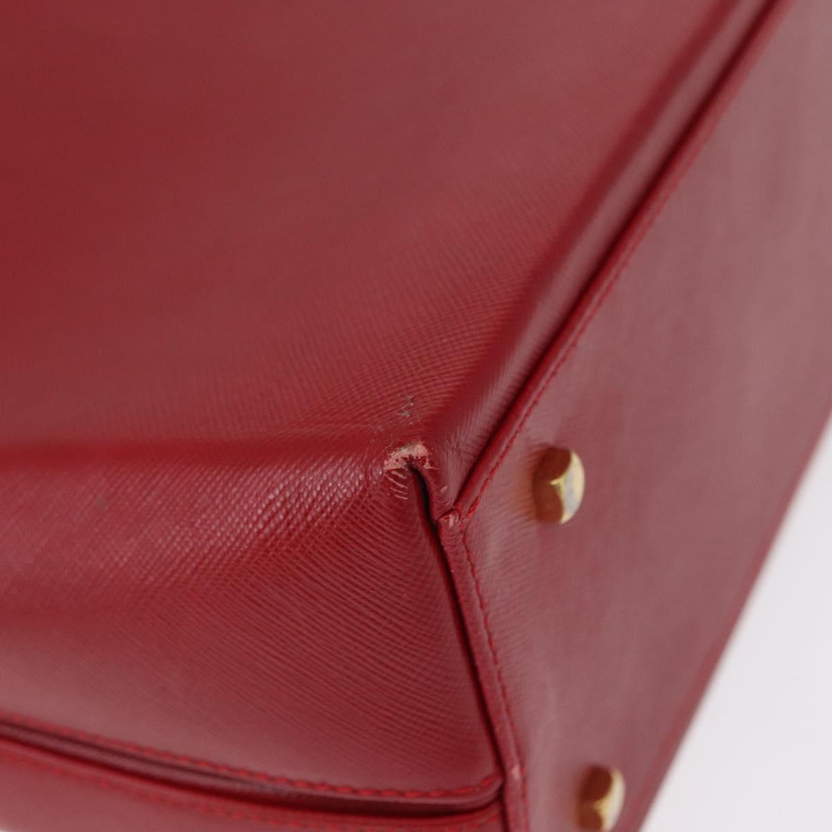 Salvatore Ferragamo Gancini Hand Bag Leather 2way Red Gold Auth BA8396