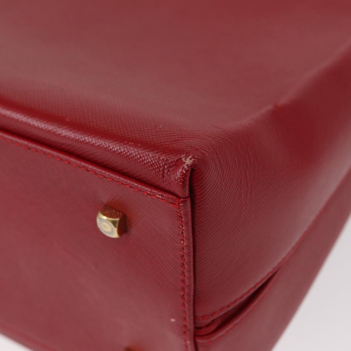 Salvatore Ferragamo Gancini Hand Bag Leather 2way Red Gold Auth BA8396