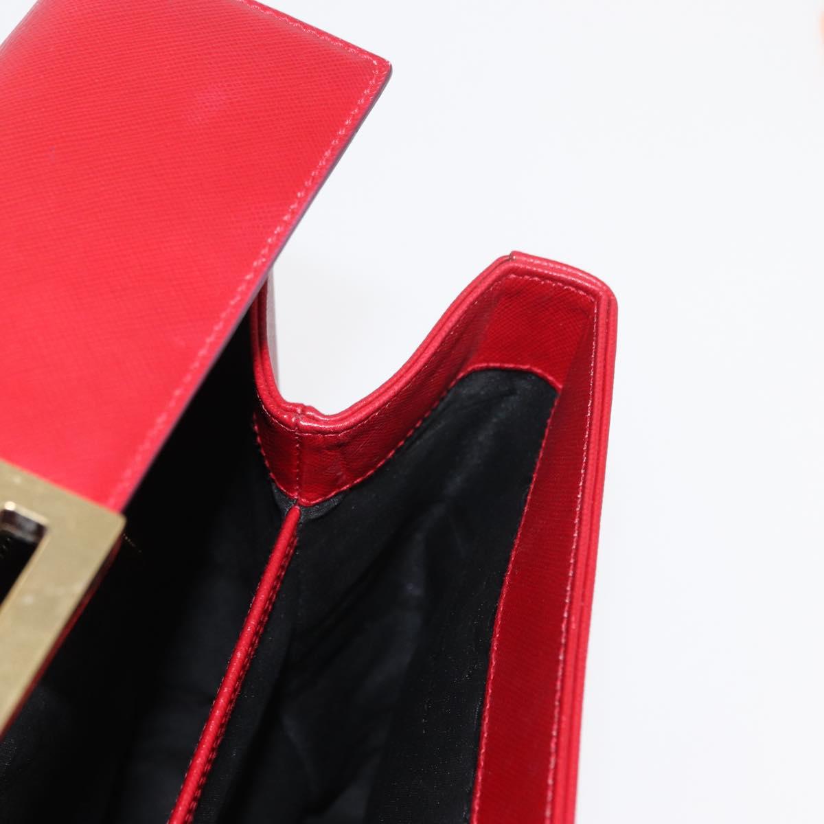 Salvatore Ferragamo Gancini Hand Bag Leather 2way Red Gold Auth BA8396