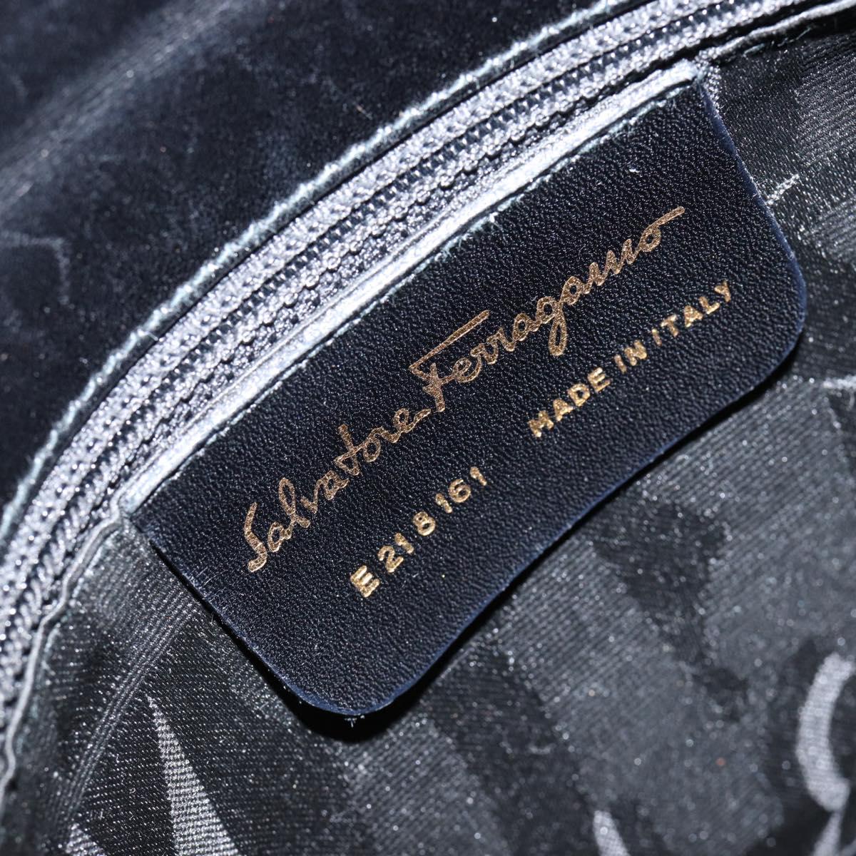 Salvatore Ferragamo Gancini Shoulder Bag Leather Black Gold Auth BA8397