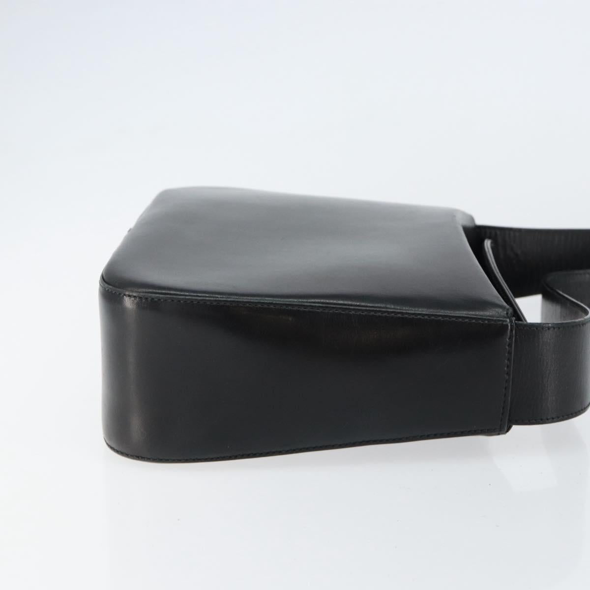 Salvatore Ferragamo Gancini Shoulder Bag Leather Black Gold Auth BA8397