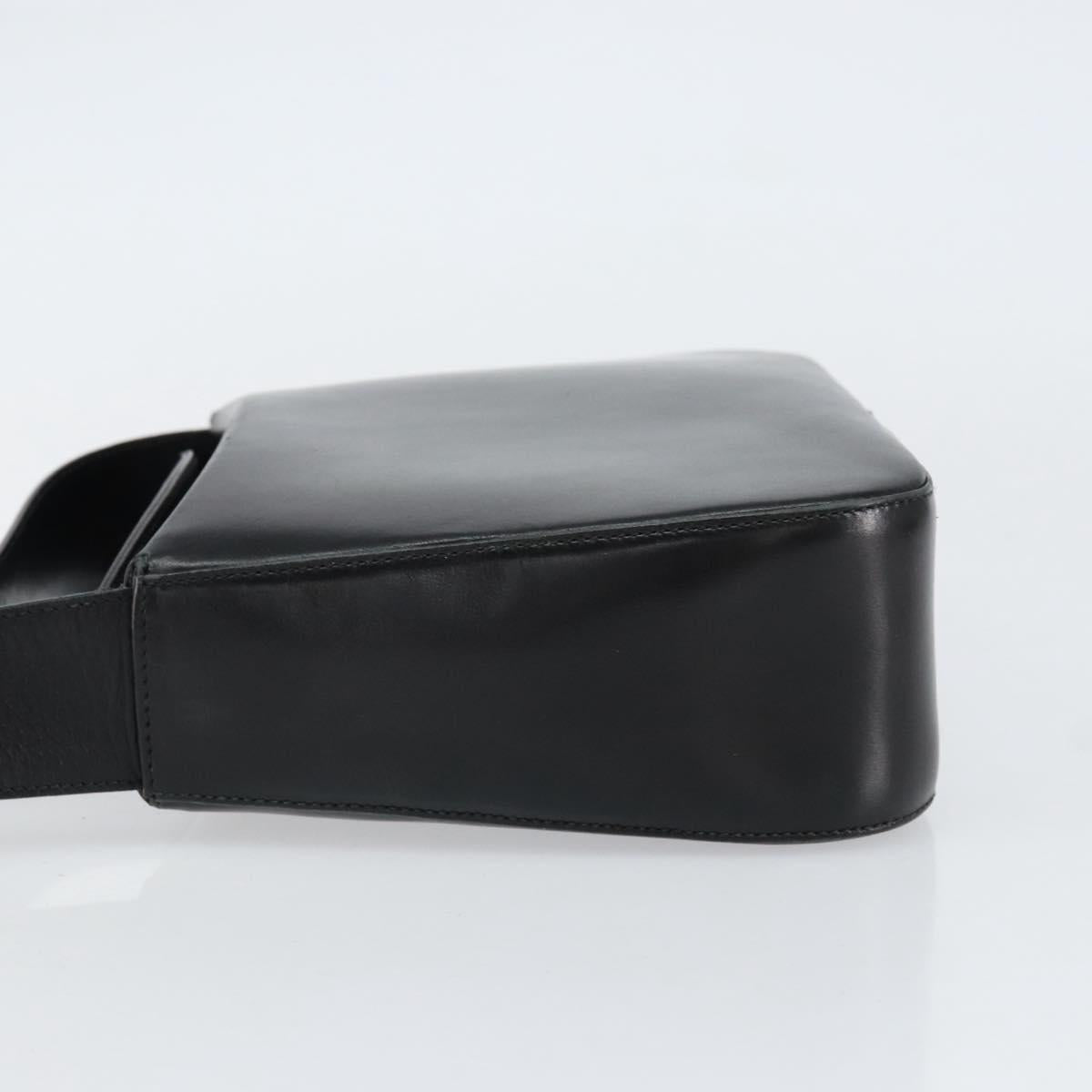 Salvatore Ferragamo Gancini Shoulder Bag Leather Black Gold Auth BA8397