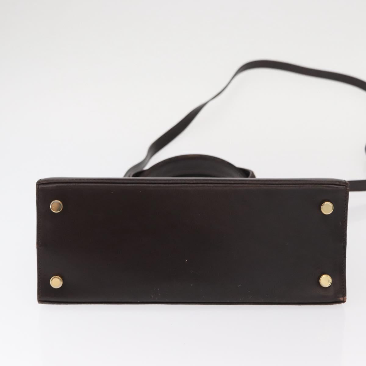 Salvatore Ferragamo Vala Hand Bag Leather 2way Brown Gold Auth BA8398