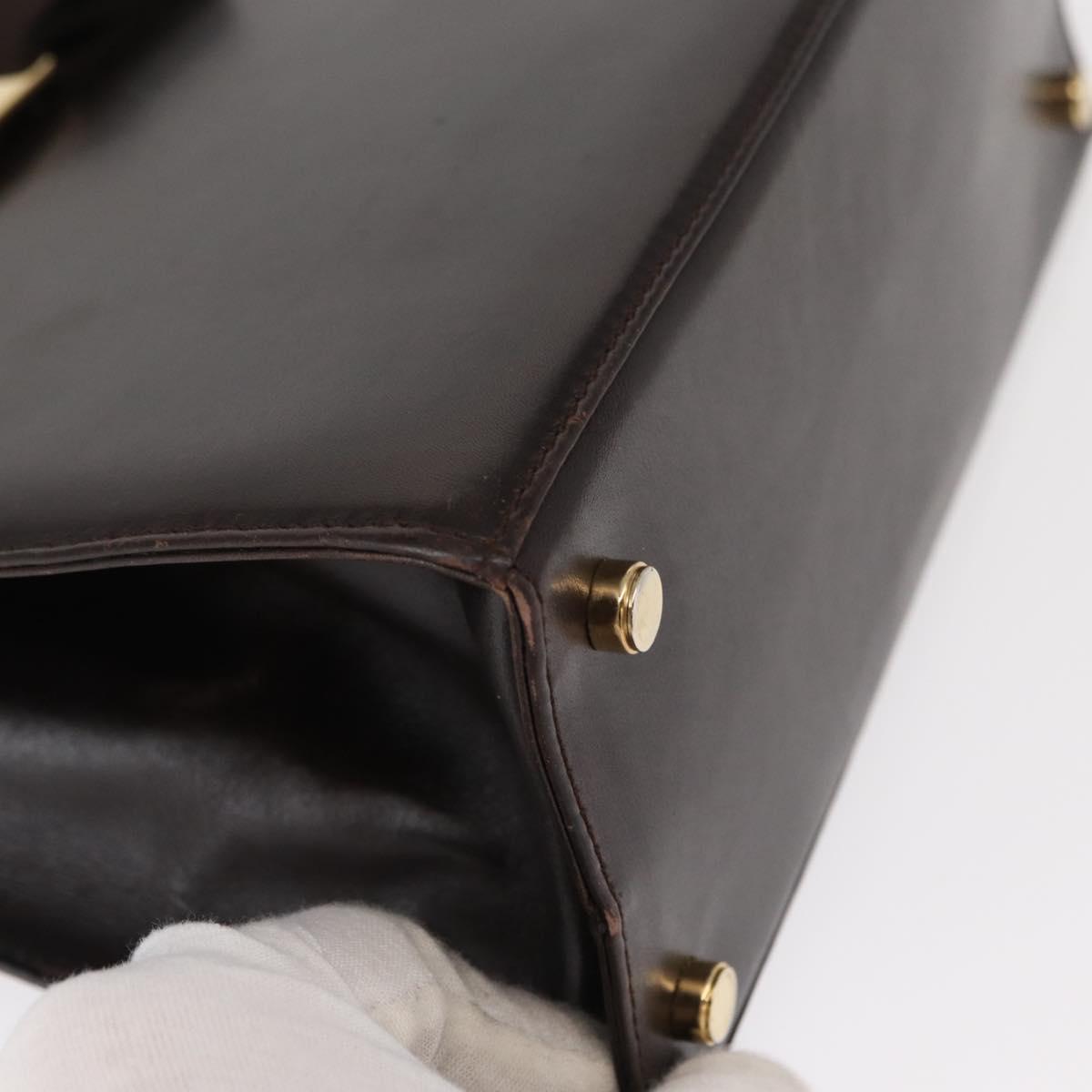 Salvatore Ferragamo Vala Hand Bag Leather 2way Brown Gold Auth BA8398